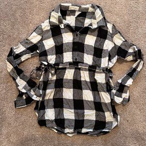 Maternity Black and White Plaid Top